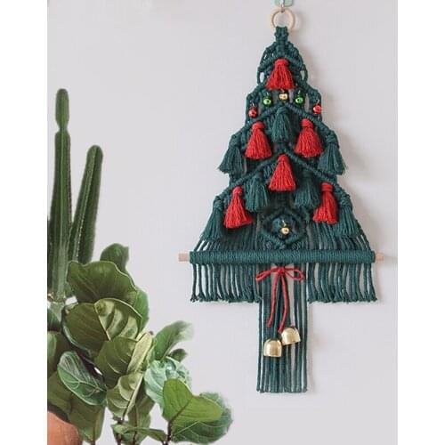 Nordic style Christmas tree tapastry hand woven bell Christmas gift cotton rope tassels childrens room pendant