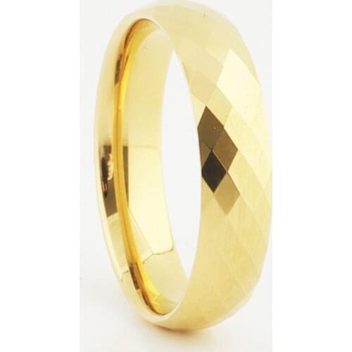 3/6mm Shiny Golden Multi Faceted tungsten carbide jewelry finger ring marriage wedding band couple rings for men and women