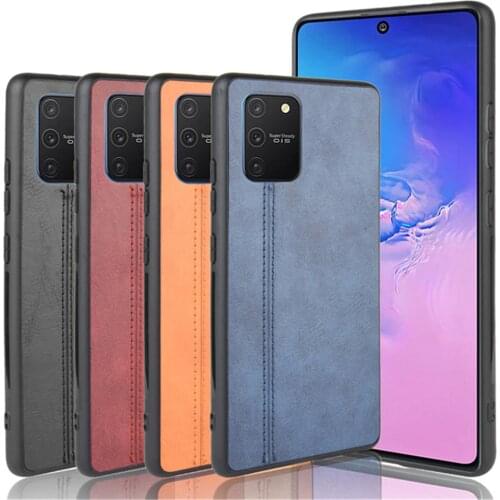 For Samsung Galaxy S10 Lite Luxury Calfskin PU Leather lines Hard Back Cover Case For Samsung S10Lite G770F SM-G770F Phone Case