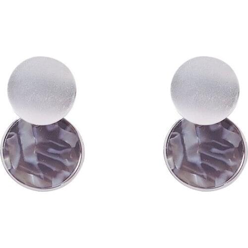 Earrings S925 Silver Needle Fashion Temperament Metal Acrylic Round Stud Earrings Women Korean Earings Studs