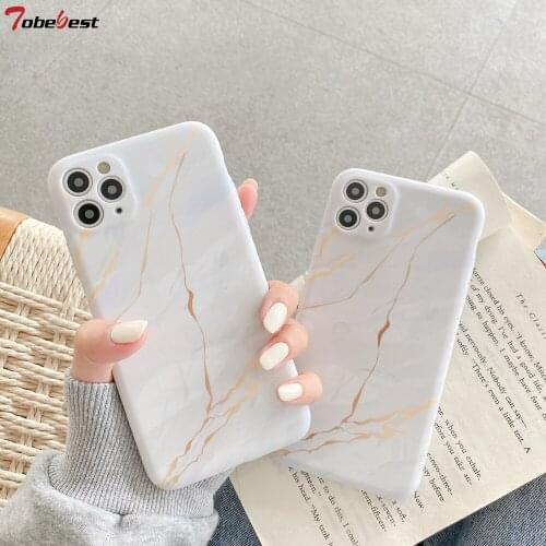 Tobebest Gold Line Marble Pattern Anti-knock Phone Cases for iphone 12 Pro Max 11 X XS XR 7 8 Plus 12mini Soft IMD Back Cover