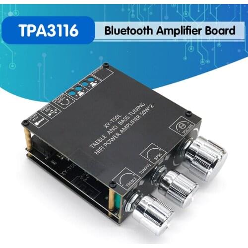 TPA3116 50W+50W 5.0 Bluetooth Subwoofer Amplifier Board 2.0 Channel High Power Audio Stereo AUX USB Bass CAR AMP 12v 24v