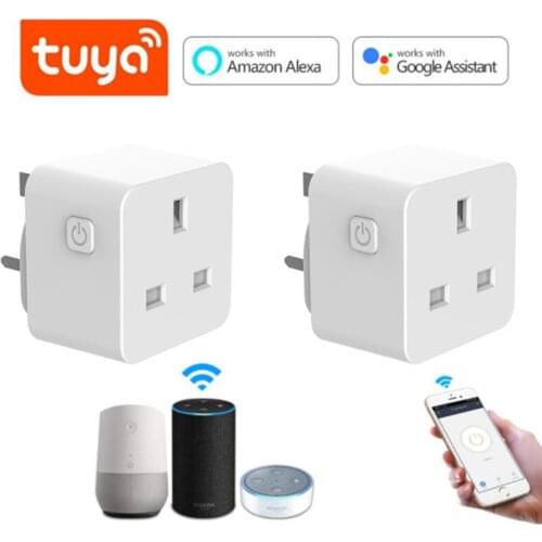 Tuya Wifi Smart Socket Wireless Power Plug UK 13A 220V Remote Voice Control Monitor Timer Socket Work With Google Home Alexa APP