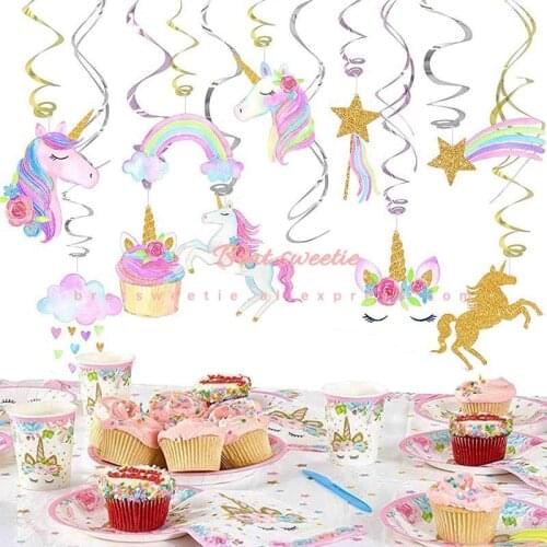 Unicorn Hanging Swirl Decorations Unicorn Birthday Party Supplies Hanging Ornaments for Kids Girls Baby Shower Favors