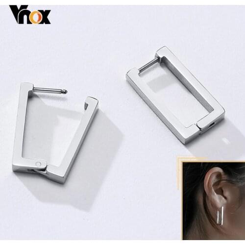 Vnox Chic Geometric Hoop Earrings for Women, Gold Tone Square Rectangle Huggie, Minimalist Elegant Lady Girls Party Ear Jewelry