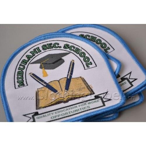 Custom woven patch for clothes patchwork accessories with over lock edge low moq woven badge tag embroidery patch woven badge
