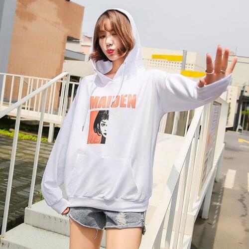 Hoodies Women 2019 Autumn New Letter Printed Long Sleeve Loose Hooded Womens Pullover Casual Soft Ladies Sweatshirts Coat Tops