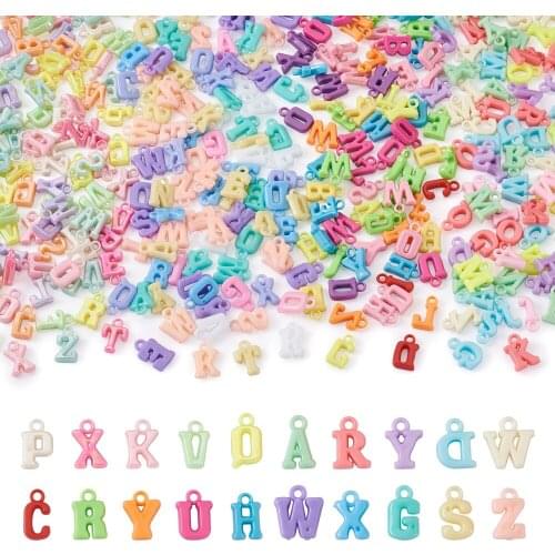 1Set Colorful Opaque Acrylic Pendants Alphabet Letter Charms for Jewelry Making Handmade DIY Necklace Eyesglass Chain Decoration