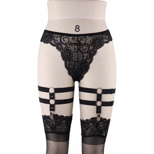 1 Pair Sexy Cosplay Garters Set Harajuku Gothic Pole Dance Stockings Suspender Belt Elastic Leg Harness Fetish Leg Garters P0124