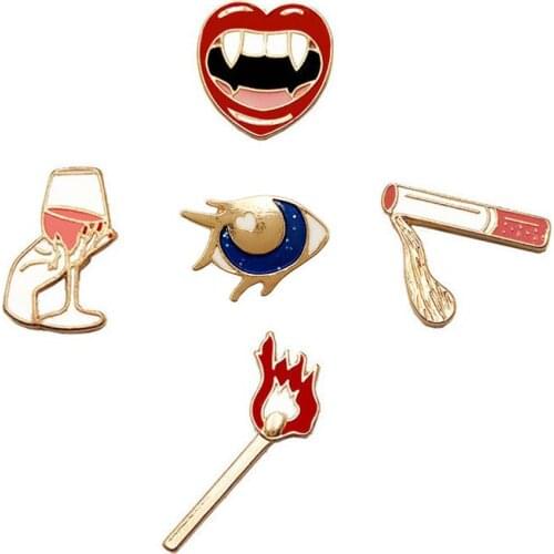 1pc Vampire girl apparel accessories fashion personality wild match the sleepless nights drip oil collar enamel pin brooch badge