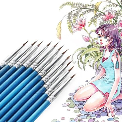10 Pcs/lot S M L Point Tip Pastry Baking Tools Nylon Fiber Hair Line Drawing Pen Artist Paint Brush Fondant Cake Decorating Tool