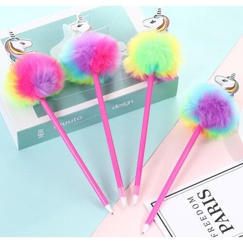 10PCS Cute Girl Unicorn Gel Pens Color Cartoon Plush Pen Student Creative Pen Cute Stationery Office Accessories