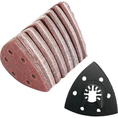 100pcs Sandpaper Mixed Grits 90mm Delta Sander Sand Paper Hook & Loop Disc Abrasive Tools for Sanding + 1pc 90mm Sand Pad