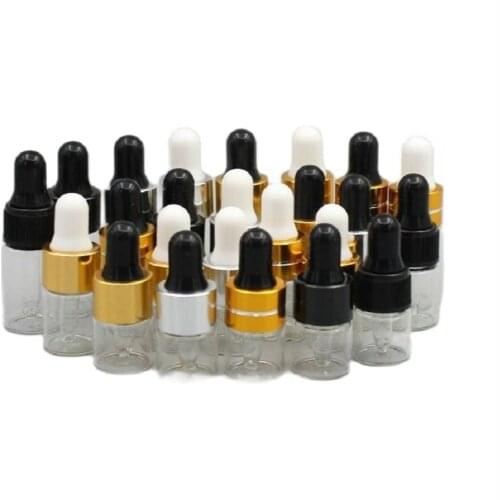 2ML clear Glass bottle Cosmetic Essential Oil Serum Sample Bottle, Small Transparent Reagent Dropper Fragrance Pipettes Vials