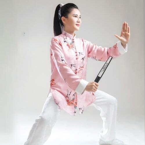 2021 Women Pink Kung Fu Tai Chi Uniform Traditional Chinese Clothing Martial Arts Uniform Performance Clothing Free Shipping