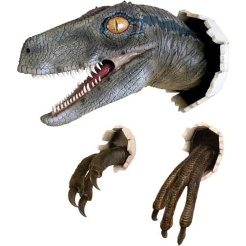 3D Dinosaur Simulation Ornaments Velociraptor Set Resin Wall Stickers Atmosphere Decoration Props Suitable for Party Furniture