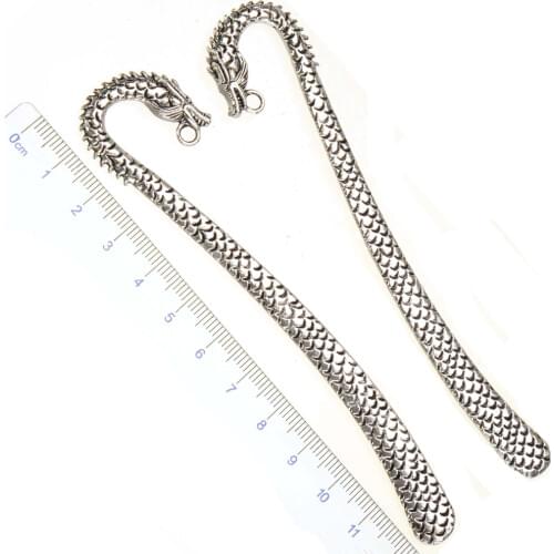 Bookmarks Office Supplies Stationery Tab For Books DIY Animal Dragon Retro Silver Wholesales Metal Jewelry Fittings 122mm 5pcs