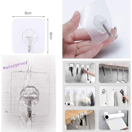 5pcs Adhesive Hooks Rack Wall Hanger Space Saver Transparent Door Towel Hook