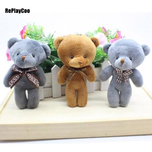 50pcs/lotMini Teddy Bear Stuffed Plush Toys Small Bear Stuffed Toys 12cm pelucia Pendant Kids Birthday Gift Party Decor 0802
