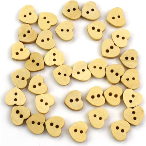 500PCS Kawaii Heart Wood Button Sewing Accessories Decoration Buttons Scrapbooking Handmade Craft DIY 12MM Wooden Button