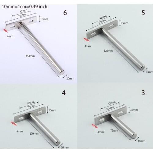 77JF 2 Pcs T-shaped Shelf Support Heavy Duty Wall Mounted Hidden Brackets for Floating Wood Shelves Durable and Sturdy