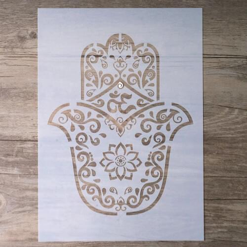 A4 A3 A2 DIY Craft Hamsa Palm Mandala Stencil For Wall Painting Scrapbooking Stamping Album Decorative Embossing Paper Card
