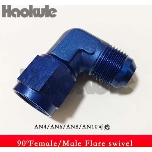 AN8-AN8 90DEGREE FEMALE TO MALE FLARE SWIVE ADAPTER FITTINGS BLUE