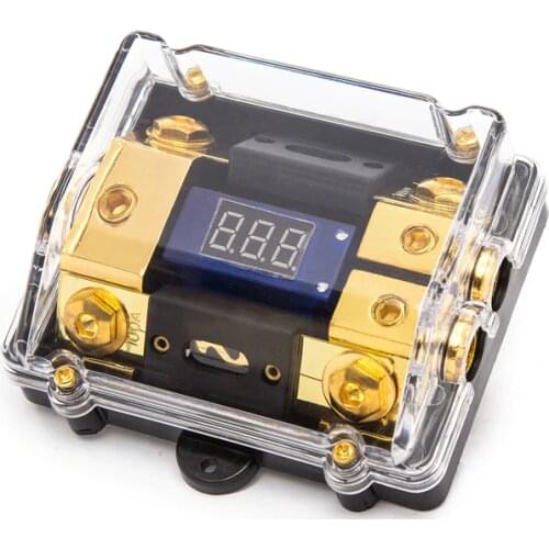 Jtron Car Audio Amplifier fuse holder 100A 1(0GA) in 2 way out(4GA)/1 in 1 way out fuse tap with LED Voltmeter Audio fuse