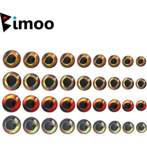 Bimoo 50PCS Holographic 3D 4D Fish Eyes for Fly Tying Streamers Baitfish Wood Plastic Lure Popper DIY Eyes