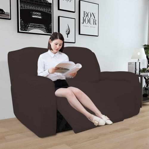 2 Seater Recliner Sofa Cover Stretch Spandex Armchair Cover Couch Slipcover Lounger Furniture Protector Case Elastic Side Pocket