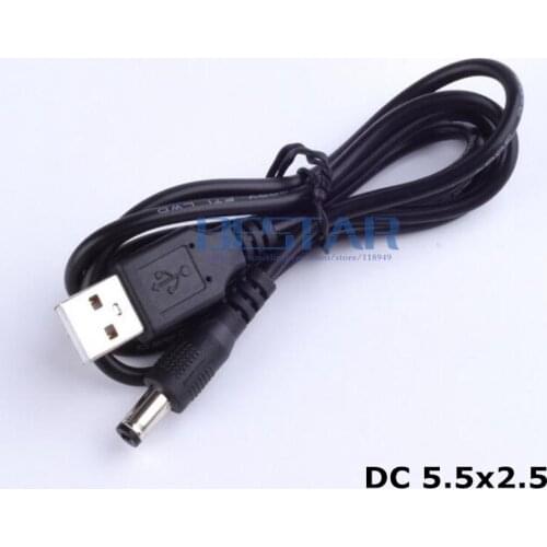 Black DC Power Plug Adapter USB Convert To DC 5.5*2.5 / 5.5*2.5mm 5.5mm x 2.5mm 5.5mm/2.5mm Jack charging power Cable 1M 3FT