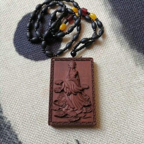 Taoist supplies, lightning date wood, fox fairy lady pendant, nine tail, fox fairy Buddha card pendant, relief jewelry
