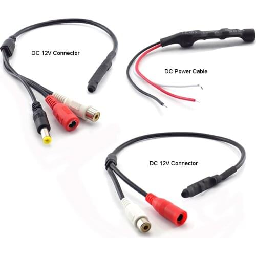 DC 12V Connector Mini Micro Audio Sound Monitor Audio Pickup Device Terminals DC Power Cable for Camera CCTV Microphone Video