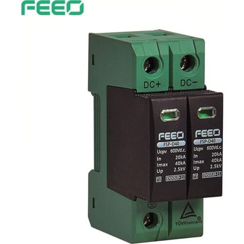 DC SPD 2P 600V 800V 20KA~40KA Din Rail Solar Outdoor Power Protection Protective Device Surge Protector Surge TUV & CE