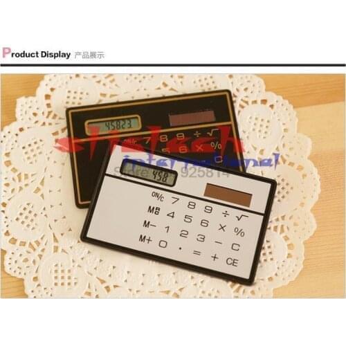 By dhl or ems 1000pcs Slim Credit Card Solar Power Pocket Mini Calculator Novelty Small Calculator