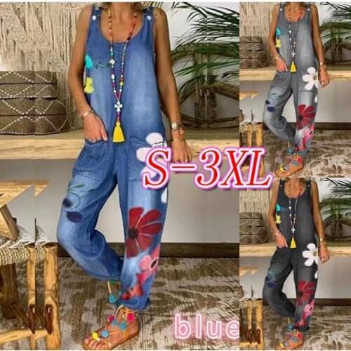 2021 Spring and Autumn New Products Womens Jeans Fashion Loose Casual All-match Printed Denim Jumpsuit Womens Clothing WS94