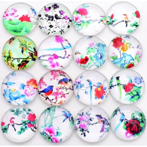 Hot Sale 10pcs/lot 20mm Mixed Handmade Photo Glass Cabochons (Flower series)