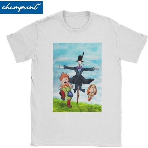 Howls Moving Castle Markl Turnip & Heen T Shirts Men Vintage T-Shirt Round Collar Ghibli Miyazaki Anime Tee Shirt Printing Tops