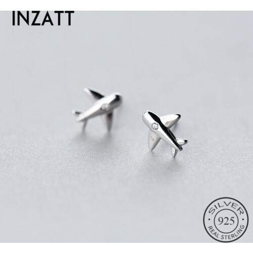 INZATT Minimalist Charm 925 Sterling Silver Plane Shape Star Stud Earrings Fine Jewelry For Men Accessories Gift