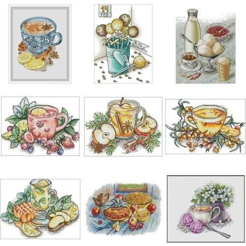 Coffee Scented Candy counted 11CT 14CT 18CT Cross Stitch Set Wholesale DIY Cross-stitch Kit Embroidery Needlework Home Deco