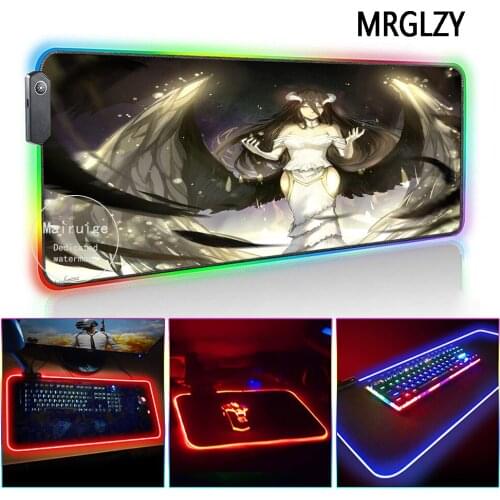 MRGLZY Anime Cute Sexy Busty Girl Mouse Pad LED Light RGB Gamer Overlord Albedo Desk Mat Gaming Accessories for Laptop Keyboard