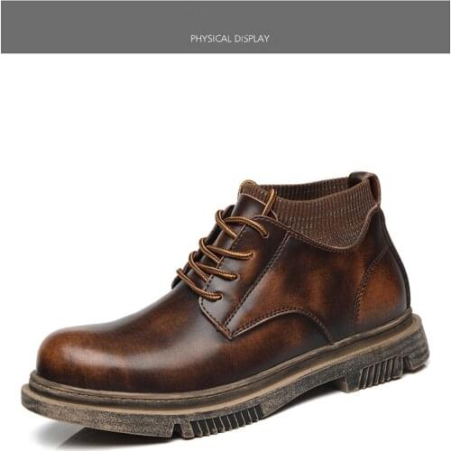 Mens shoes 2020 autumn new fashion Martin boots casual mens boots New British style Mratin boots mid-high Leater boots