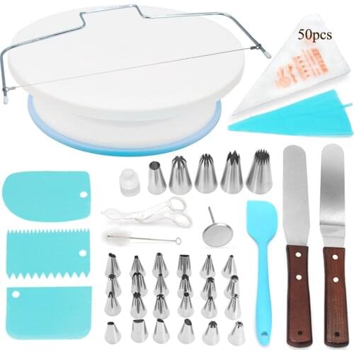 New DIY Cake Decorating Bakery Tools Kit Cake Turntable Nozzle Set Pastry Tube Fondant Tool Kitchen Dessert Baking Supplies