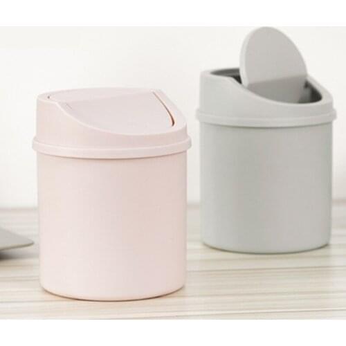 Desktop Dustbin Mini Covered Small Dustbin Space Saving Storage Bin Convenient Plastic Paper Basket Dormitory Bedside Garbage