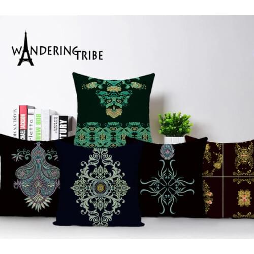 Vintage Flower Pillow Cover Indian Scandinavian Cushion Case Plant Home Decorative Linen 45X45 Sofa Cushions Cases Covers Cojin