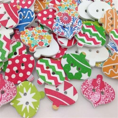 New 50pc Merry Christmas Wood Buttons Sewing Mix Lots 25*24mm WB181