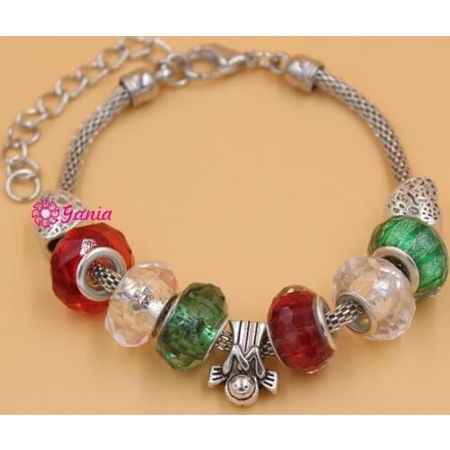 New Arrival Christmas Bracelet Jewelry, Red White Green Bead Xmas Angel Christmas Bracelet Gift Jewelry for Holiday Sale