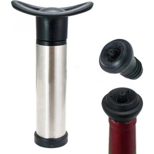 New Stainless Steel Wine Bottle Vacuum Saver Sealer Preserver Bar Pump with 2 button Stoppers Bar Kitchen Tools