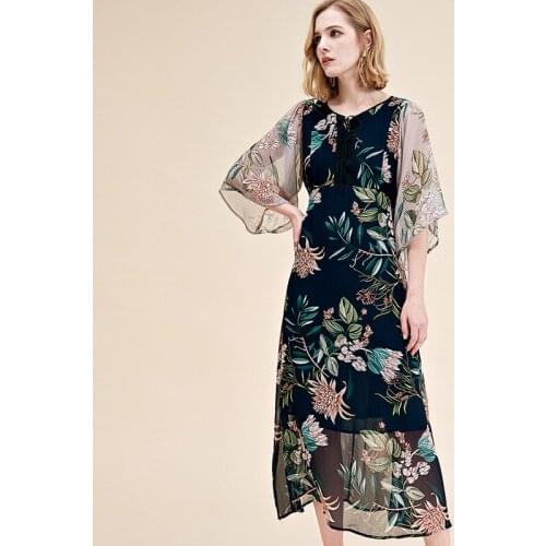 Floral silk dress tube maxi plus size women boho beach long dresses 2019 summer rockabilly robe Bohemia femme sexy blue chiffon