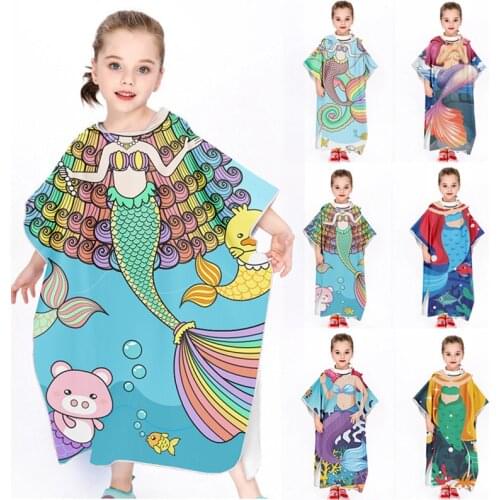 NEW Girl Lovely Mermaid Beach Towel Towel Cloak Bathrobe Microfiber Hooded Towel Swimming Bath Towel Kids Summer Gifts 120x60cm